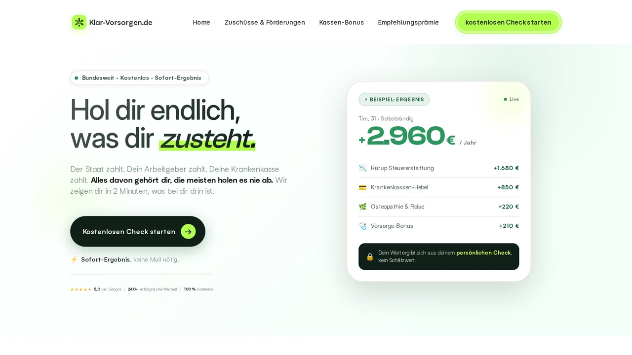 Startseite von klar-vorsorgen.de